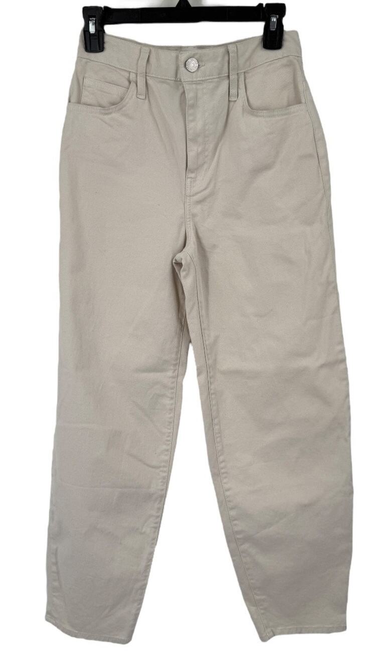 Frame Ultra High rise barrel leg jeans beige size 24